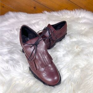 Burgundy Wingtip Kiltie Loafers